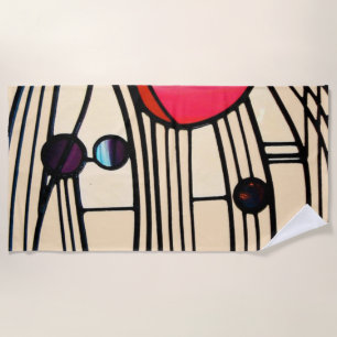 Charles Rennie Mackintosh Stained Glass Beach Towel