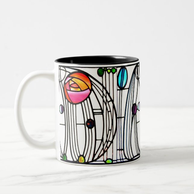Charles Rennie Mackintosh window Two-Tone Coffee Mug (Left)