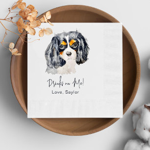 Charles Spaniel Dog Drink On Me Personalised Napkin