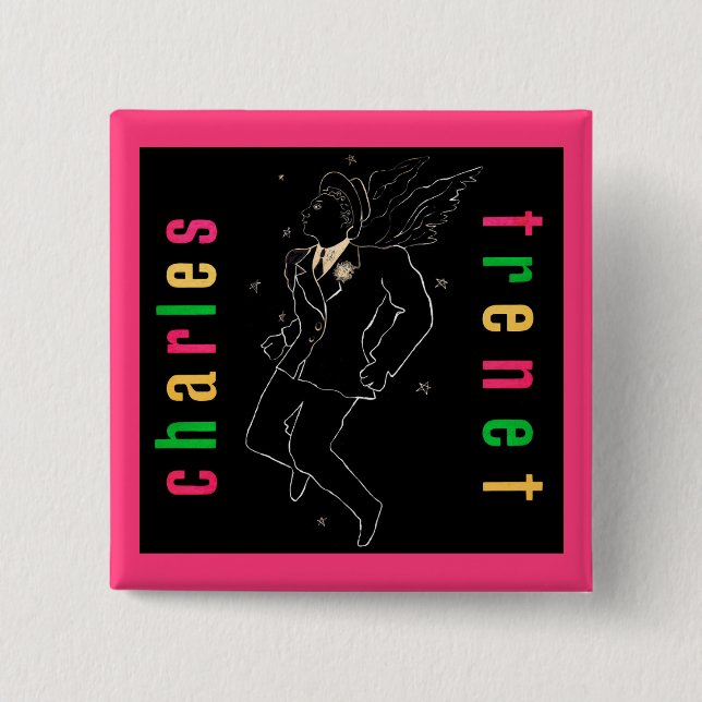 Charles Trenet 15 Cm Square Badge (Front)