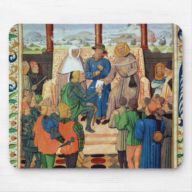 Charles VII  giving a document to Joan of Arc Mouse Pad (Front)