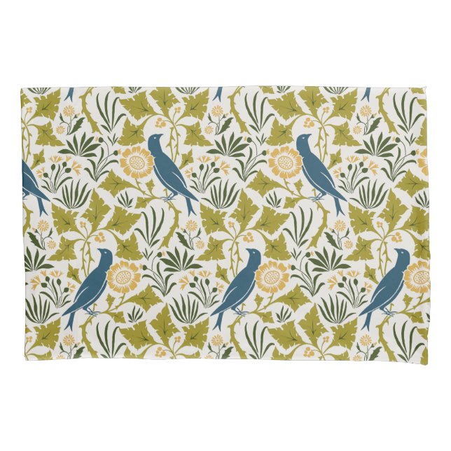 Charles Voysey Amongst the Leaves with Bluebirds Pillowcase (Front)