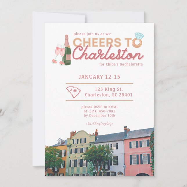Charleston Bachelorette Invitation & Itinerary (Front)