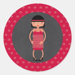 Charleston Chic girl Birthday Party Classic Round Sticker