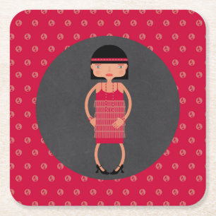 Charleston Chic girl Birthday Party Square Paper Coaster