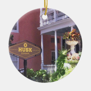 Charleston Christmas Ornament, Husk, Charleston Ceramic Ornament