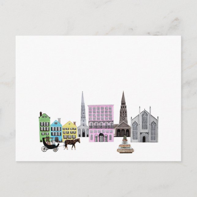 Charleston City Skyline Artwork Announcement Postcard (Front)