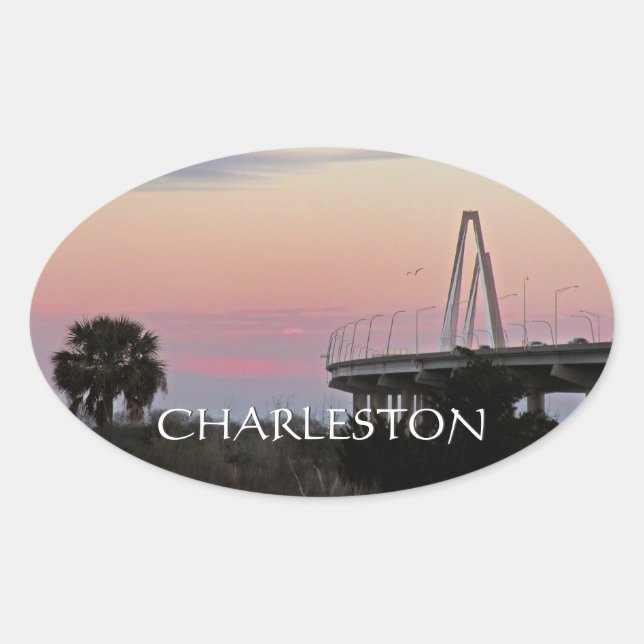 Charleston Cooper RIver Bridge Sunset Sticker (Front)
