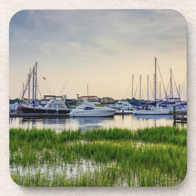 Charleston Harbor Boats Sunset Coaster (Front)