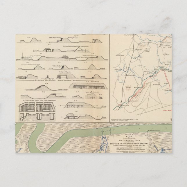 Charleston Harbour, Army of the Potomac operations Postcard (Front)