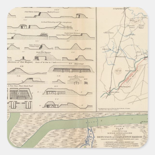 Charleston Harbour, Army of the Potomac operations Square Sticker (Front)