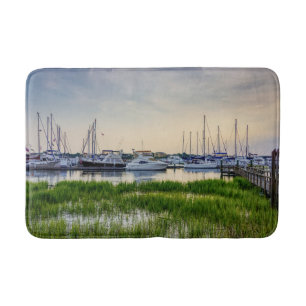 Charleston Harbour Boats Sunset Bath Mat