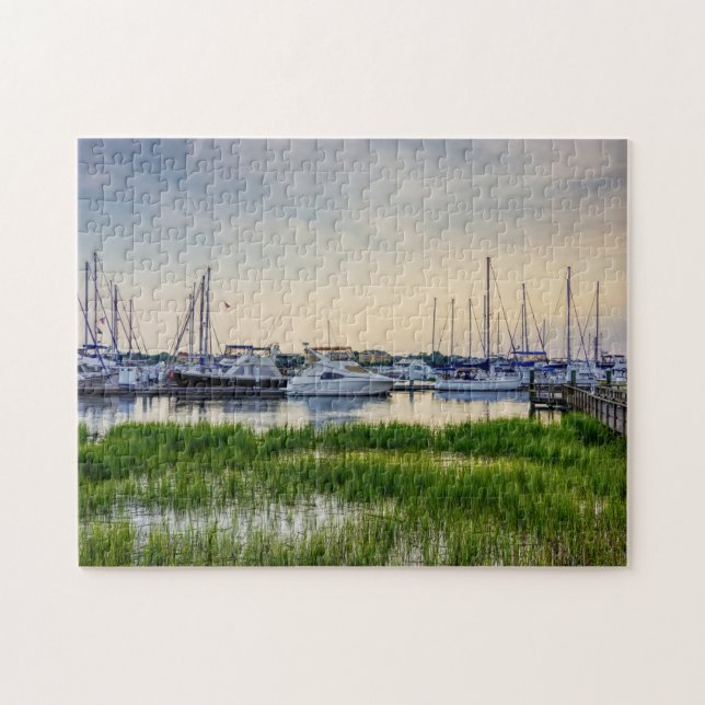 Charleston Harbour Boats Sunset Jigsaw Puzzle (Horizontal)
