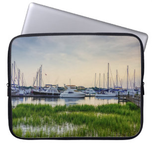 Charleston Harbour Boats Sunset Laptop Sleeve