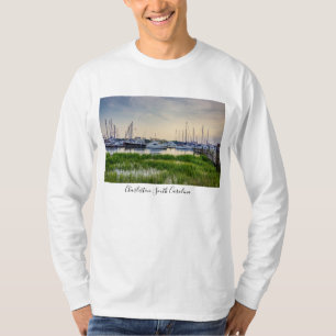 Charleston Harbour Boats Sunset Long Sleeve Shirt