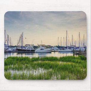 Charleston Harbour Boats Sunset Mouse Pad