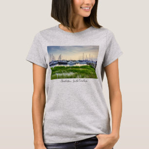 Charleston Harbour Boats Sunset T-shirt
