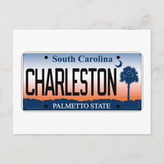 Charleston License Plate Postcard