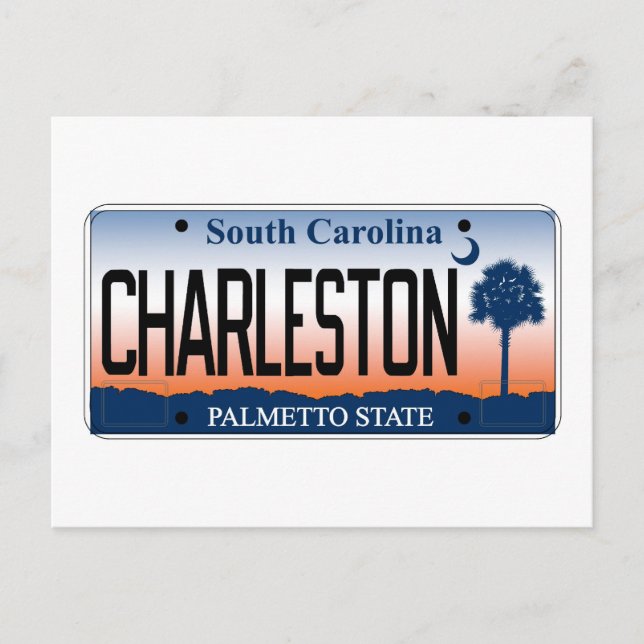 Charleston License Plate Postcard (Front)