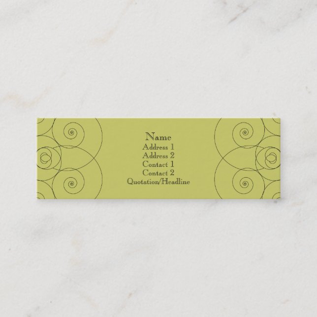Charleston - Muted Yellow Green (Double Sided) Mini Business Card (Front)