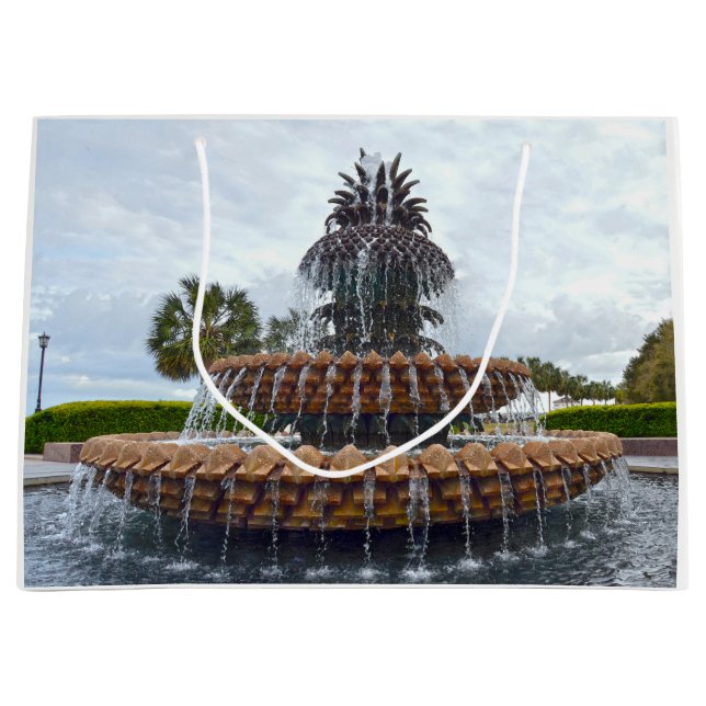 Charleston Pineapple Fountain, South Carolina Large Gift Bag (Front)