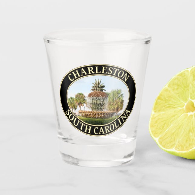 Charleston Pineapple Fountain, South Carolina Shot Glass (Front)
