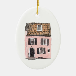 Charleston Pink House Ornament
