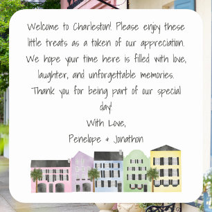 Charleston Rainbow Row Wedding Welcome Square Sticker