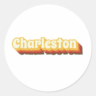 Charleston Retro Vintage Text Classic Round Sticker