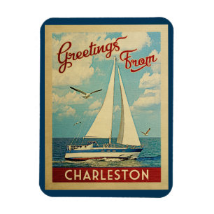 Charleston Sailboat Vintage Travel South Carolina Magnet