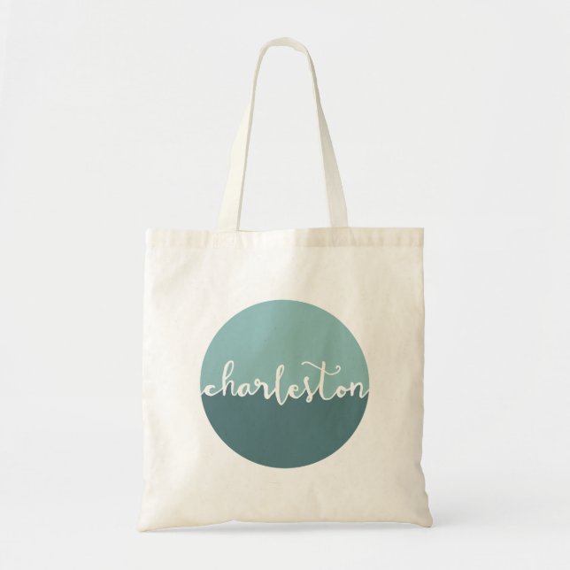 Charleston, SC | Blue Circle Ombre Tote Bag (Front)