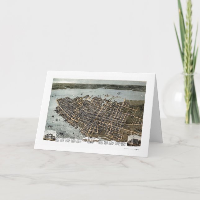 Charleston, SC Panoramic Map - 1872 Card (Front)