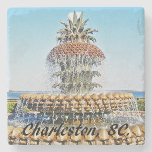 Charleston, SC. Pineapple Fountain, Marble Coaster