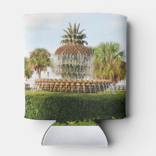 Charleston SC Pineapple Fountain, Waterfront Park Can Cooler (Back)