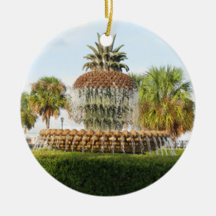 Charleston SC Pineapple Fountain, Waterfront Park Ceramic Ornament