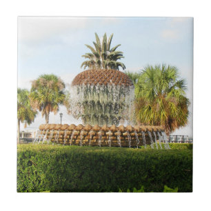 Charleston SC Pineapple Fountain, Waterfront Park Ceramic Tile