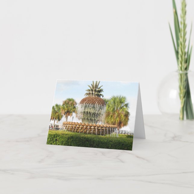 Charleston SC Pineapple Fountain, Waterfront Park Thank You Card (Front)