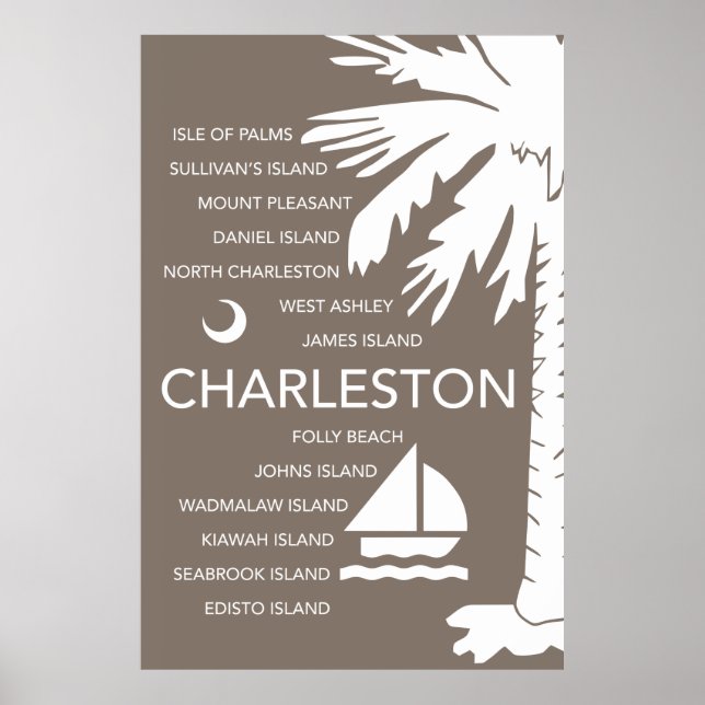 Charleston SC Towns - Brown Poster (Front)