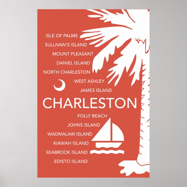 Charleston SC Towns - Red Poster (Front)