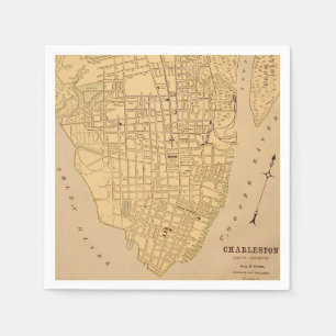Charleston SC Vintage Map Postcard Napkin
