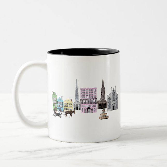 charleston skyline Two-Tone coffee mug (Left)