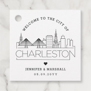 Charleston Skyline Wedding Welcome Favour Favour Tags