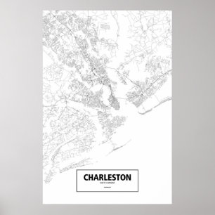 Charleston, South Carolina (black on white) Poster