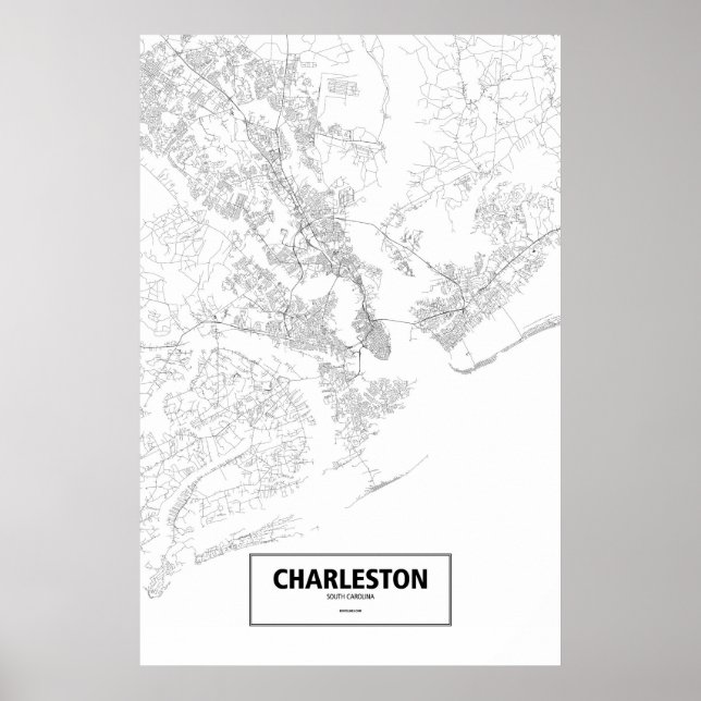 Charleston, South Carolina (black on white) Poster (Front)