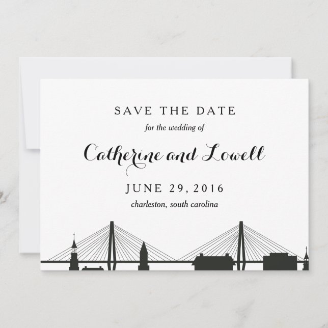 Charleston South Carolina Black Save the Date (Front)