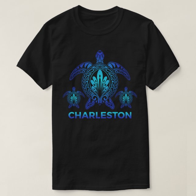 Charleston South Carolina Blue Turtle Souvenirs T-Shirt (Design Front)