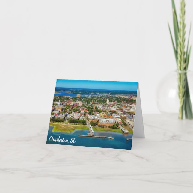 Charleston South Carolina City Skyline Photo Note Card (Front)
