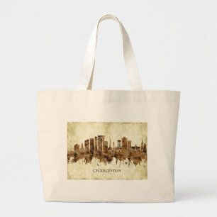 Charleston South Carolina Cityscape Large Tote Bag