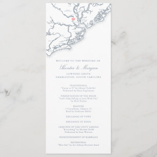Charleston South Carolina Dusty Blue Wedding Program