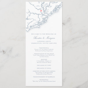 Charleston South Carolina Dusty Blue Wedding Program